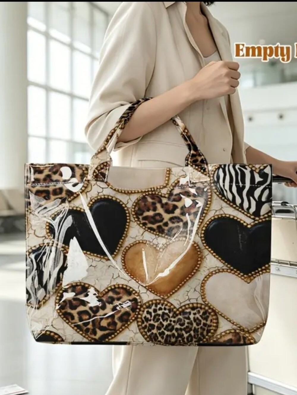 New Colorful Leopard Hearts  Print & Large 17" Tote Bag